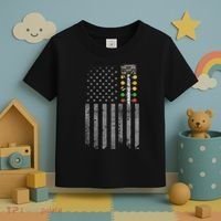 Drag Racing Flag American Drag Racer Drag Strip Tree Light Toddler T-Shirt thumb 3
