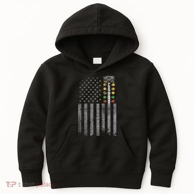 Drag Racing Flag American Drag Racer Drag Strip Tree Light Kids Hoodie