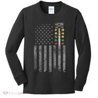 Drag Racing Flag American Drag Racer Drag Strip Tree Light Kids Long Sleeve Shirt thumb 0
