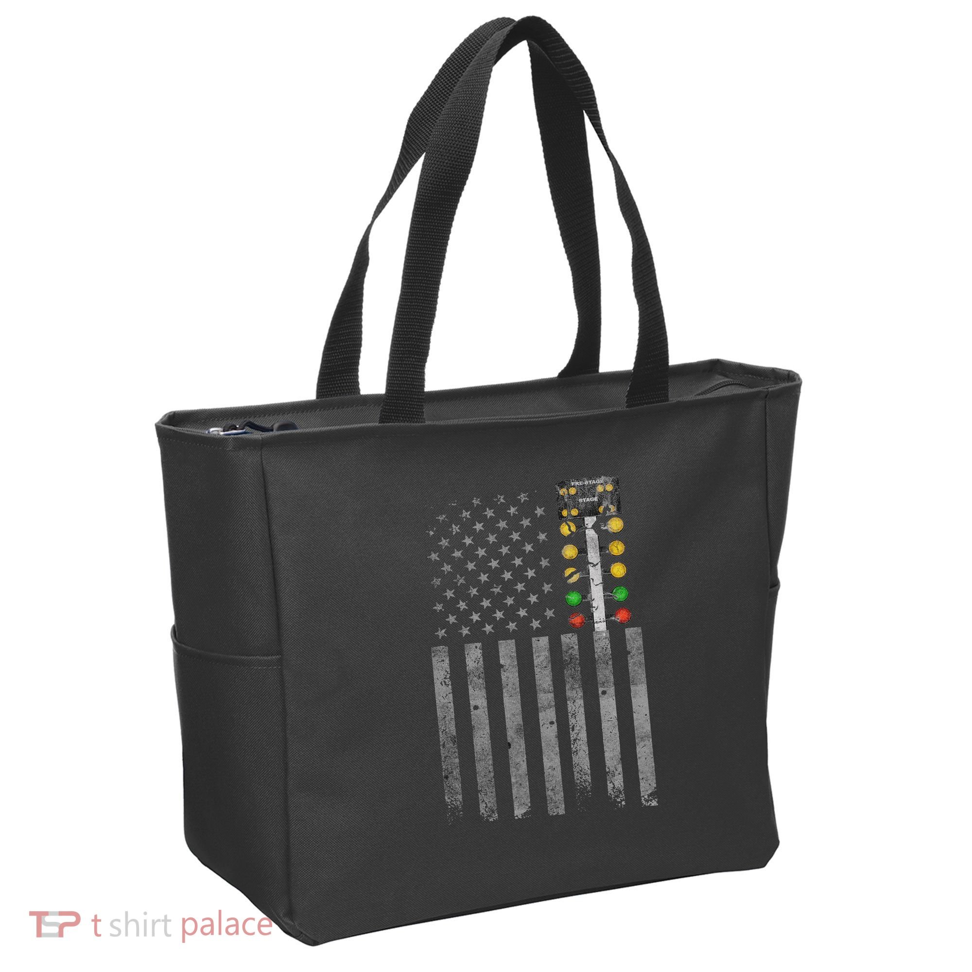 Drag Racing Flag American Drag Racer Drag Strip Tree Light Tote Bag