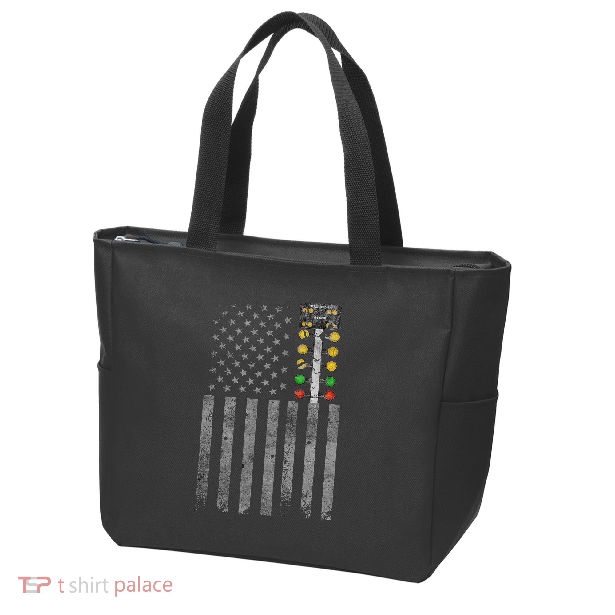 Drag Racing Flag American Drag Racer Drag Strip Tree Light Tote Bag