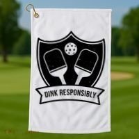 Dink Responsibly Funny Pickleball Golf Towel thumb 1