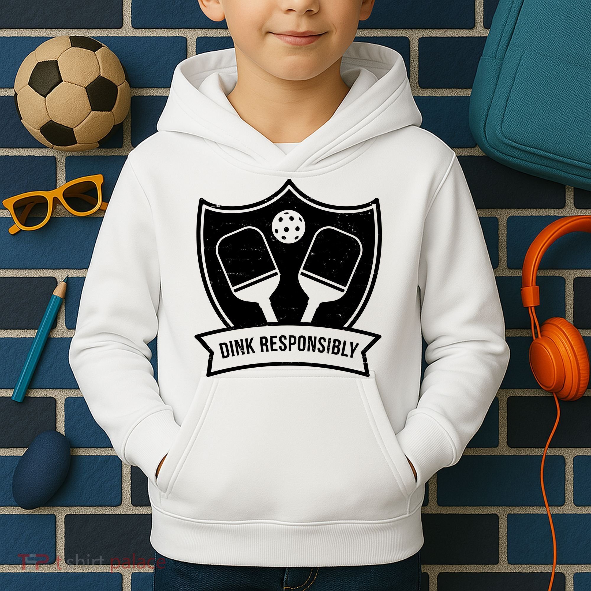 Dink Responsibly Funny Pickleball Kids Hoodie