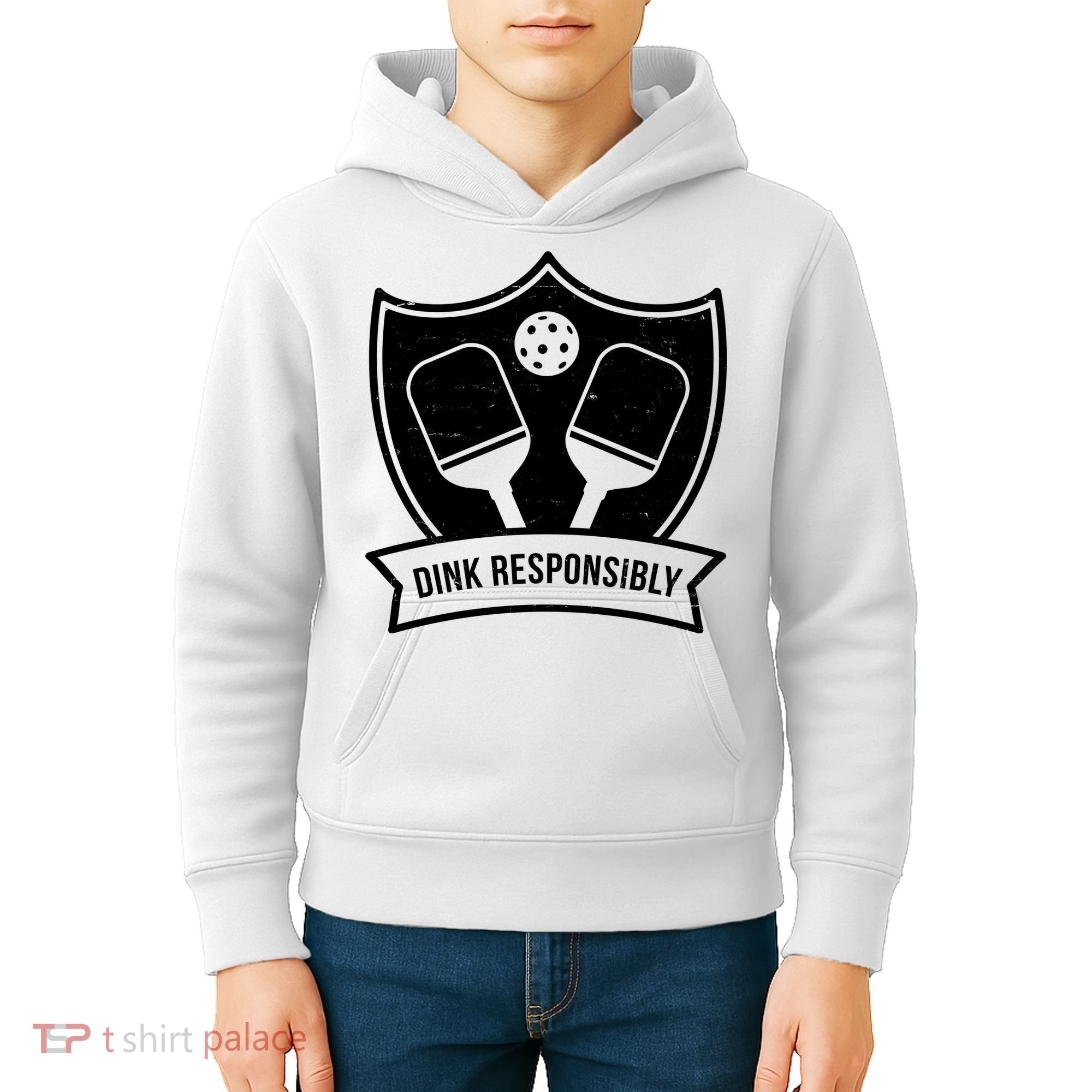 Dink Responsibly Funny Pickleball Kids Hoodie