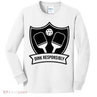 Dink Responsibly Funny Pickleball Kids Long Sleeve Shirt thumb 0