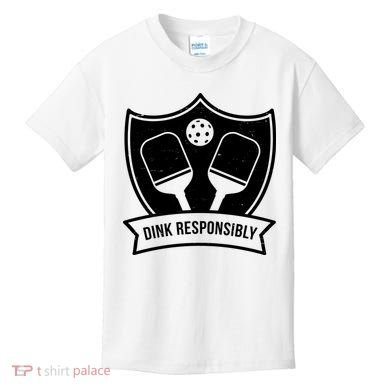 Dink Responsibly Funny Pickleball Kids T-Shirt