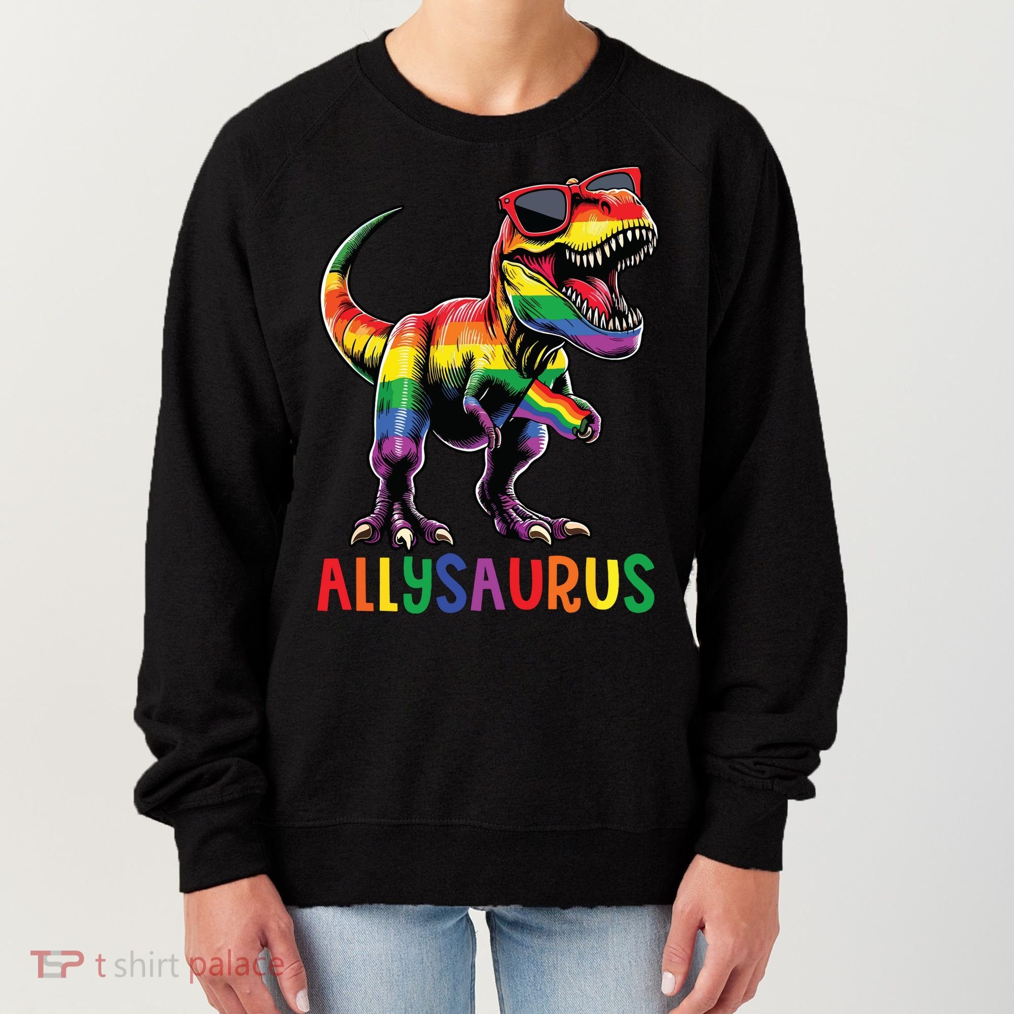 Dinosaur Rainbow Flag Ally Lgbt Allysaurus Lgbt Pride Women's Sweatshirt