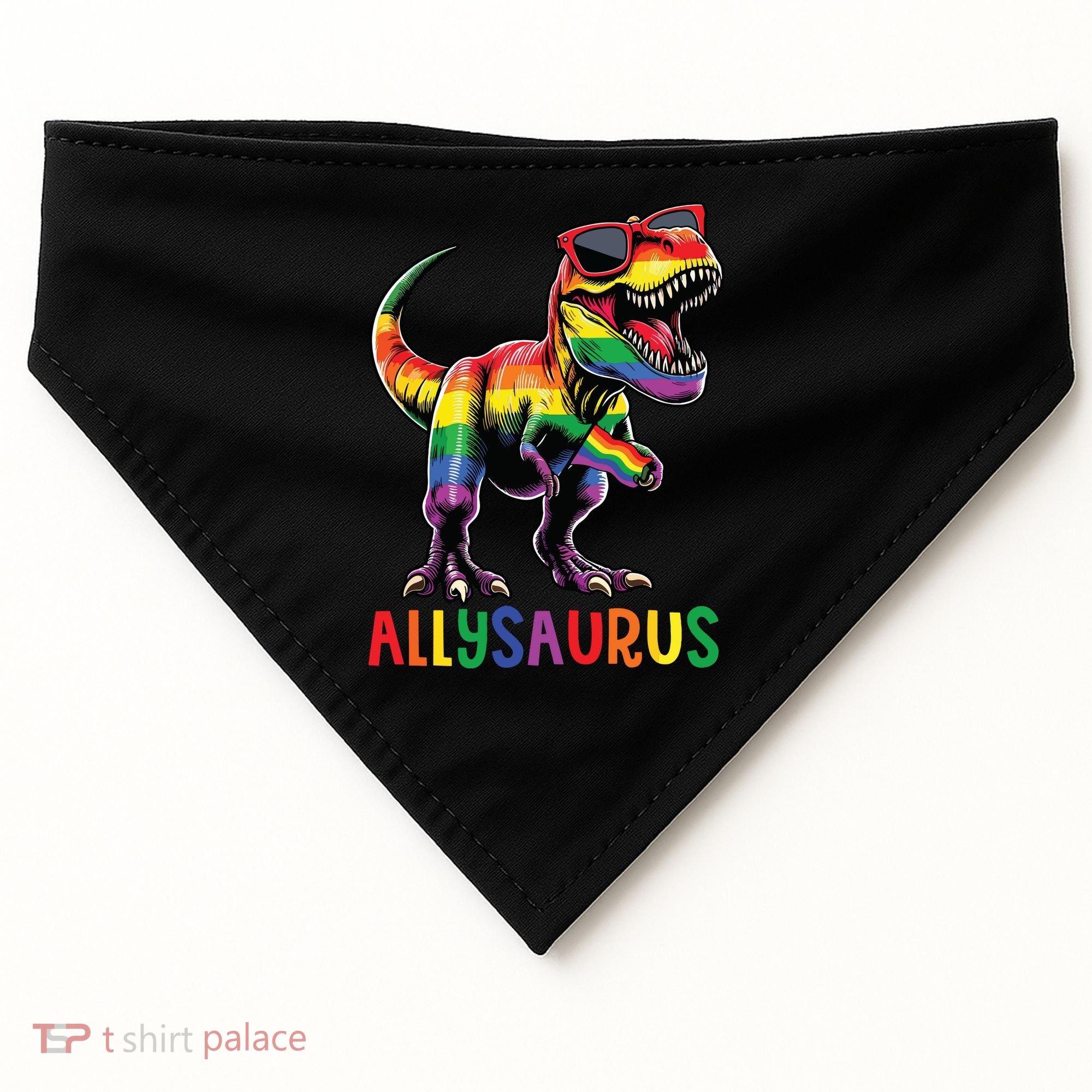 Dinosaur Rainbow Flag Ally Lgbt Allysaurus Lgbt Pride USA-Made Doggie Bandana