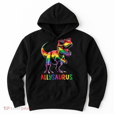 Dinosaur Rainbow Flag Ally Lgbt Allysaurus Lgbt Pride Hoodie