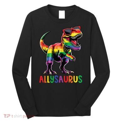 Dinosaur Rainbow Flag Ally Lgbt Allysaurus Lgbt Pride Long Sleeve Shirt