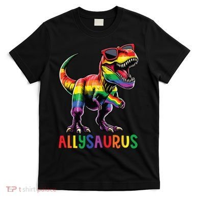 Dinosaur Rainbow Flag Ally Lgbt Allysaurus Lgbt Pride T-Shirt