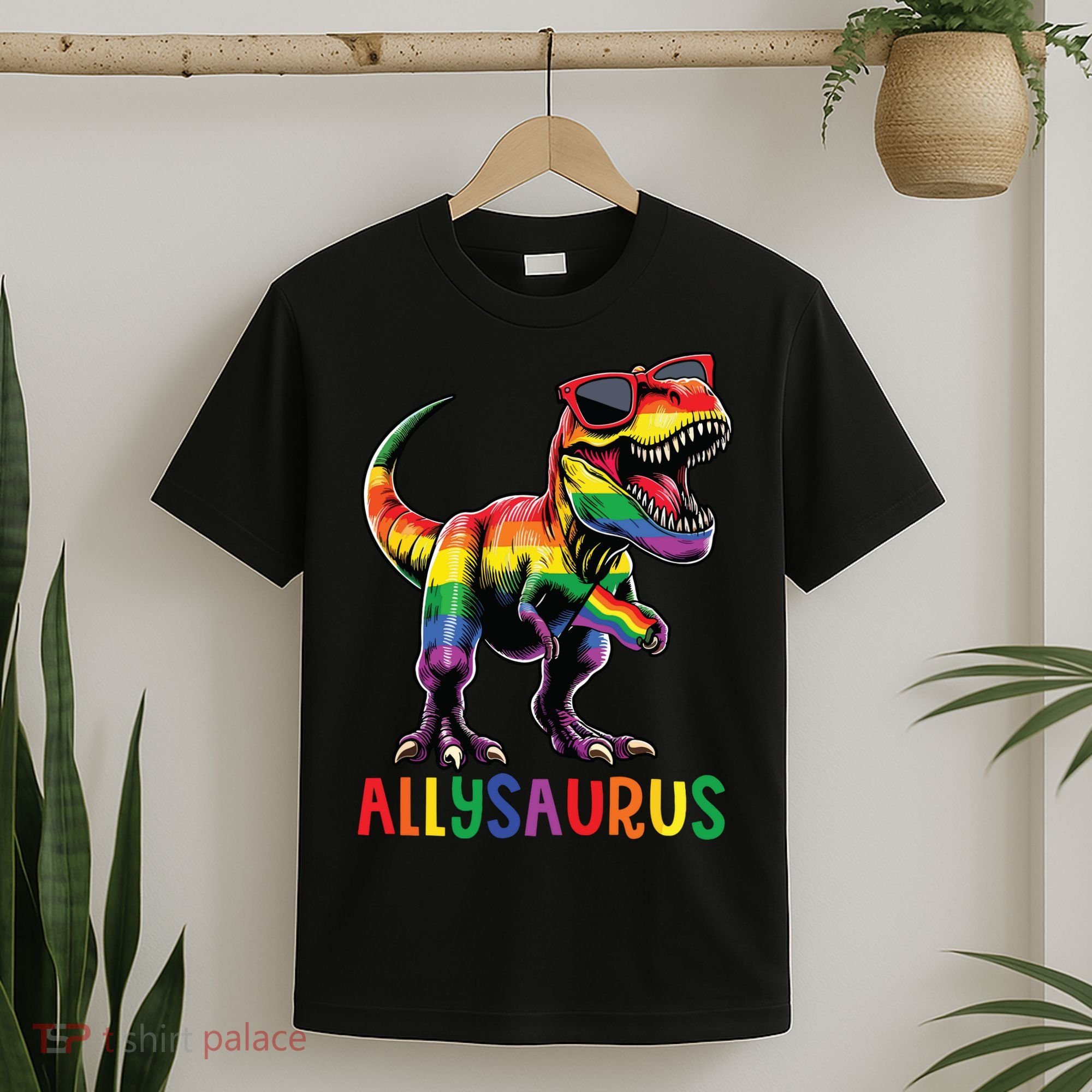 Dinosaur Rainbow Flag Ally Lgbt Allysaurus Lgbt Pride T-Shirt