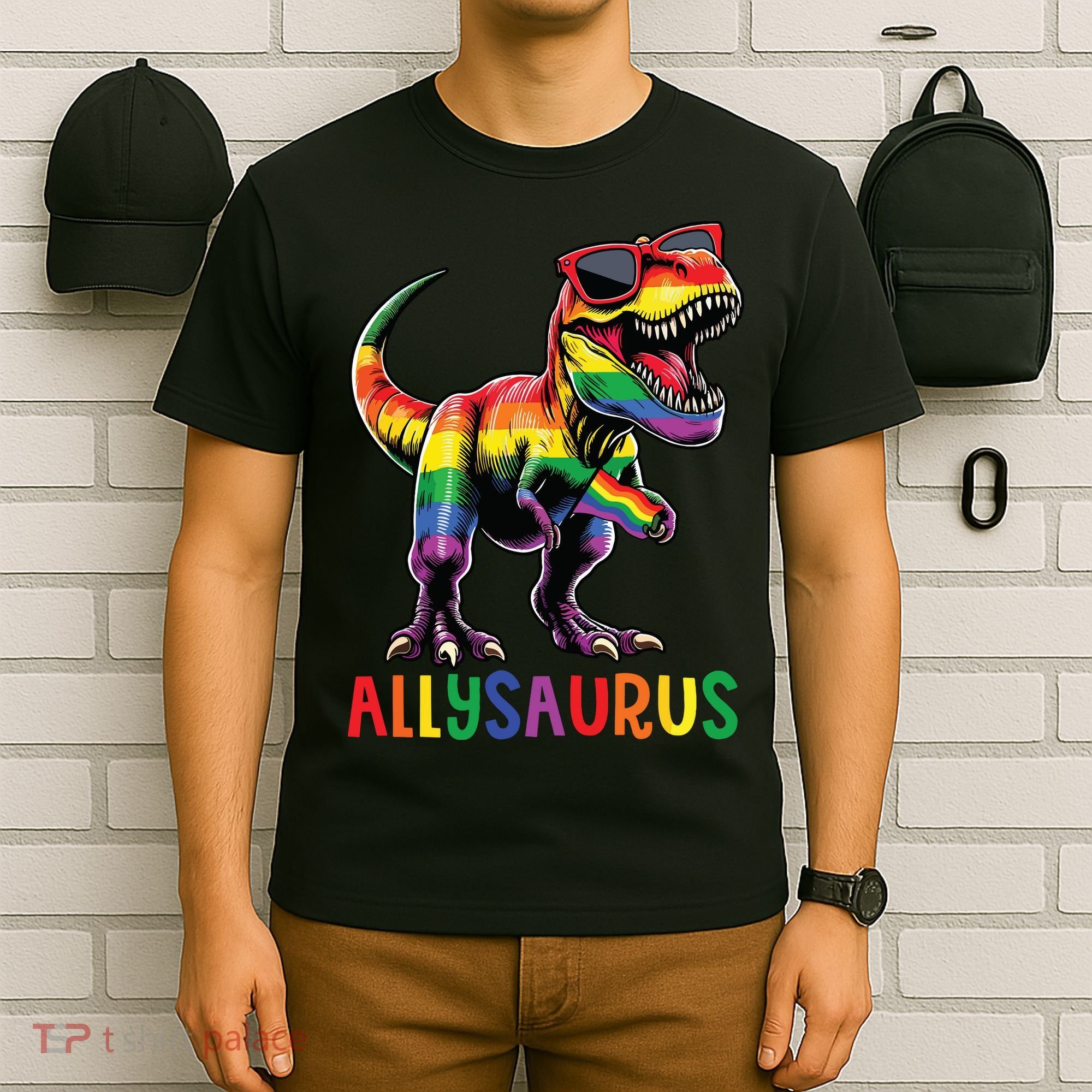 Dinosaur Rainbow Flag Ally Lgbt Allysaurus Lgbt Pride T-Shirt