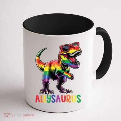 Dinosaur Rainbow Flag Ally Lgbt Allysaurus Lgbt Pride Coffee Mug back