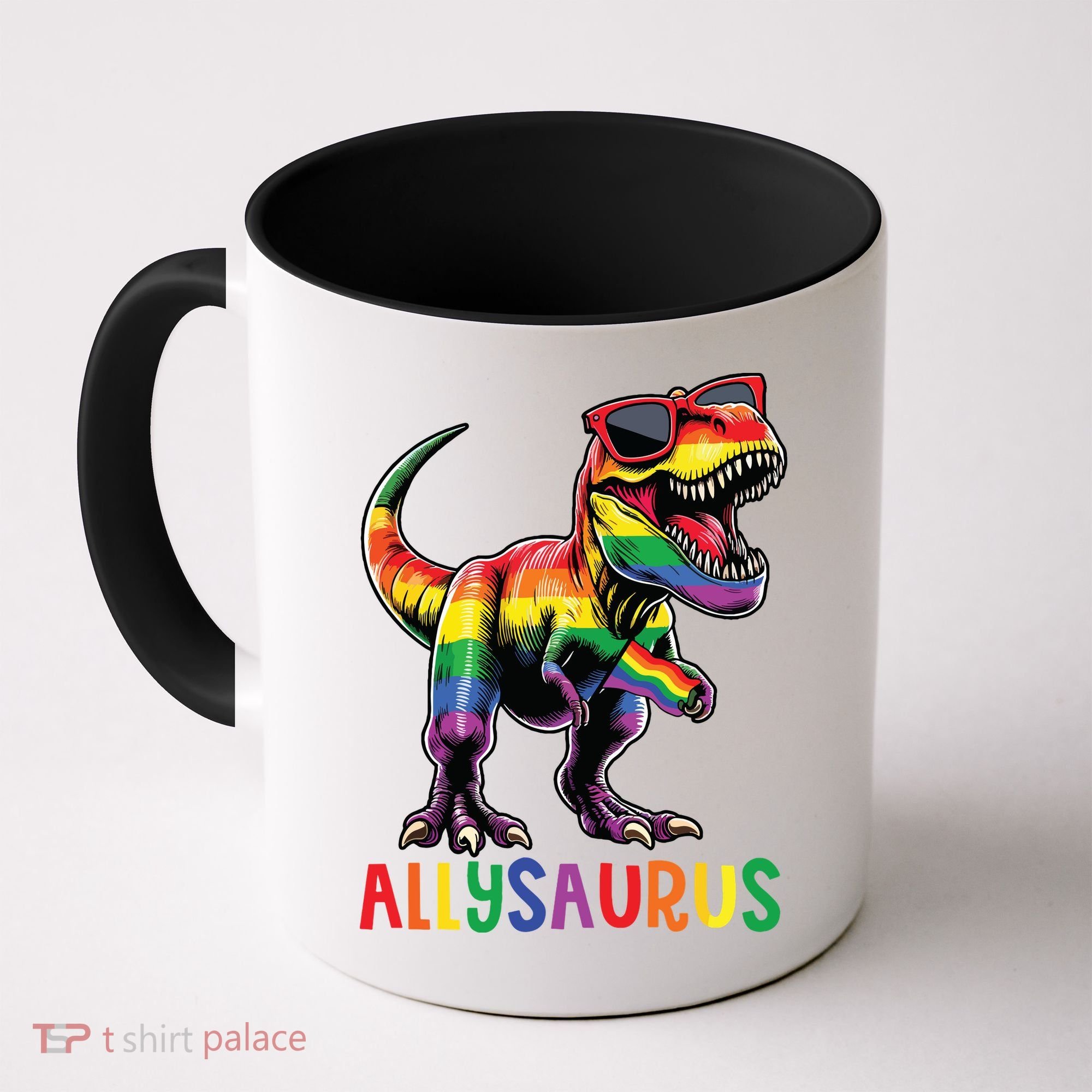 Dinosaur Rainbow Flag Ally Lgbt Allysaurus Lgbt Pride Coffee Mug