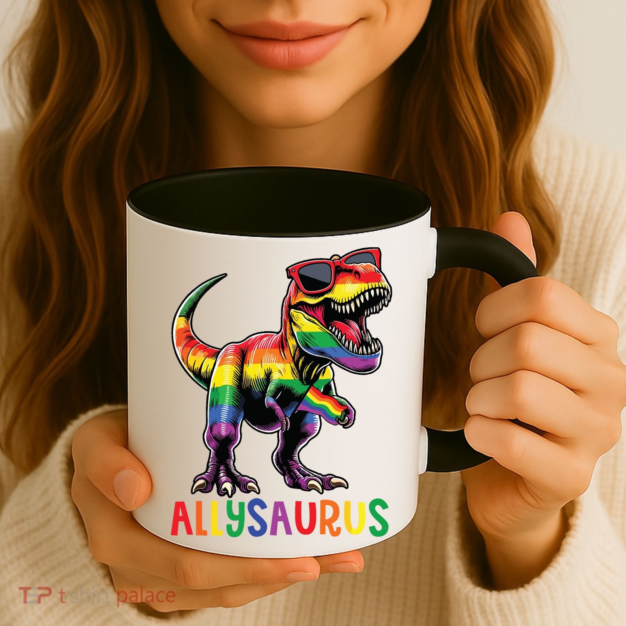 Dinosaur Rainbow Flag Ally Lgbt Allysaurus Lgbt Pride Coffee Mug