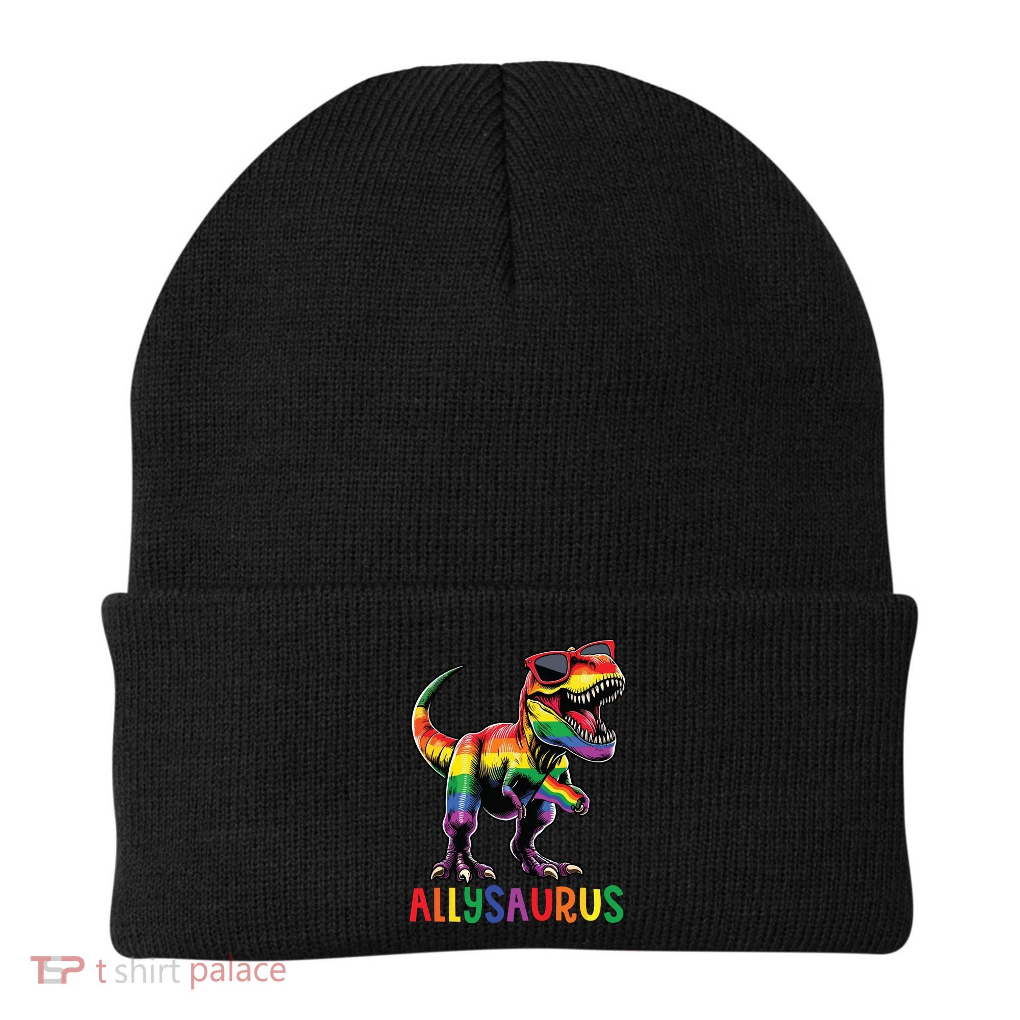 Dinosaur Rainbow Flag Ally Lgbt Allysaurus Lgbt Pride Beanie