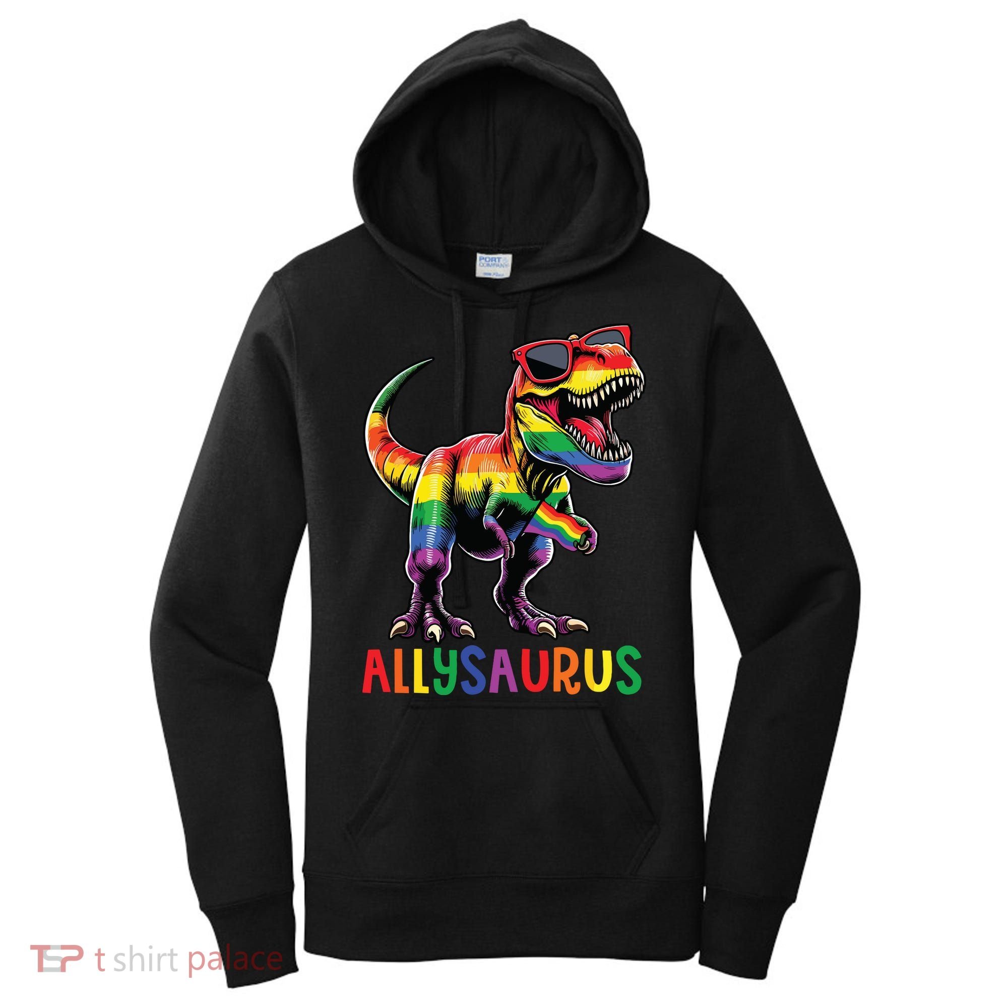 Dinosaur Rainbow Flag Ally Lgbt Allysaurus Lgbt Pride Women's Hoodie