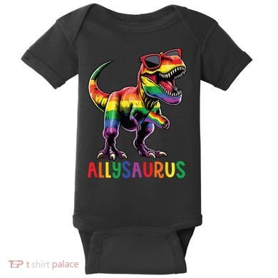 Dinosaur Rainbow Flag Ally Lgbt Allysaurus Lgbt Pride Baby Bodysuit