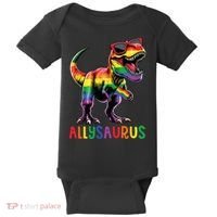 Dinosaur Rainbow Flag Ally Lgbt Allysaurus Lgbt Pride Baby Bodysuit thumb 0