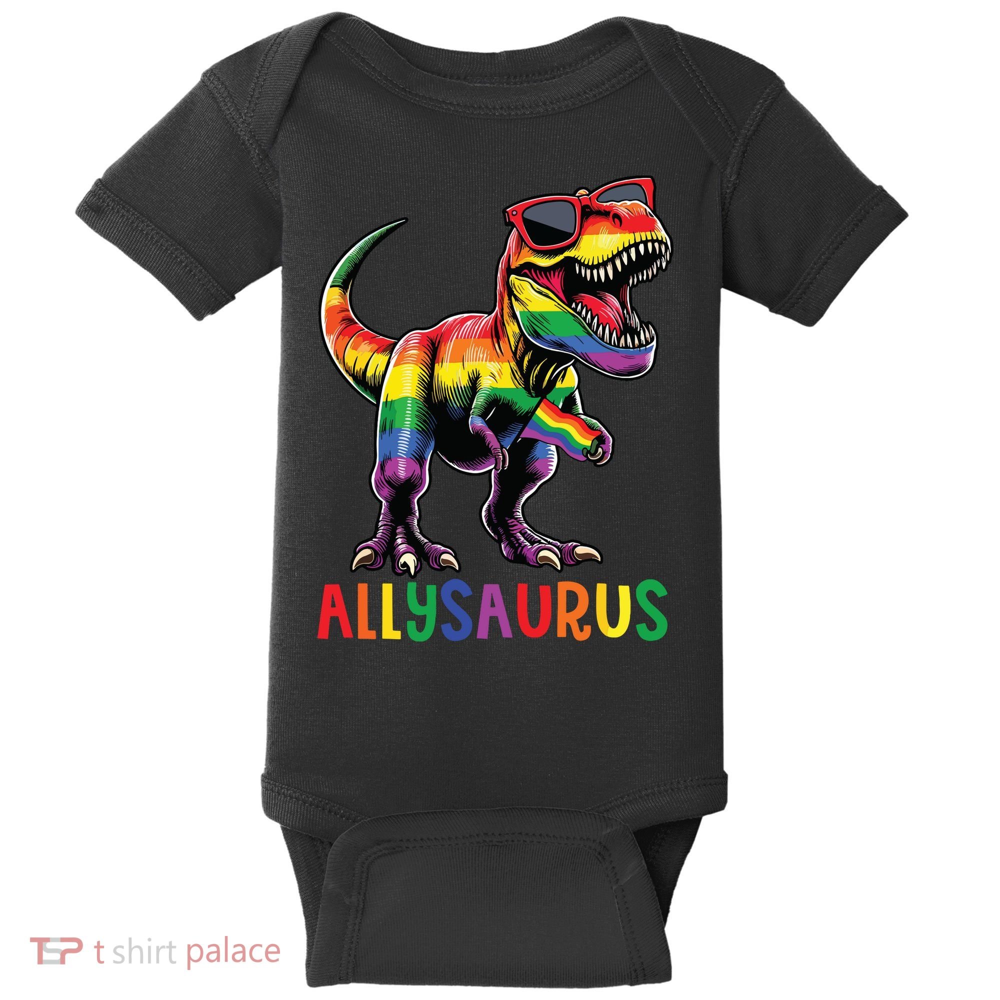 Dinosaur Rainbow Flag Ally Lgbt Allysaurus Lgbt Pride Baby Bodysuit