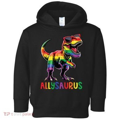 Dinosaur Rainbow Flag Ally Lgbt Allysaurus Lgbt Pride Toddler Hoodie