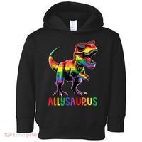 Dinosaur Rainbow Flag Ally Lgbt Allysaurus Lgbt Pride Toddler Hoodie thumb 0