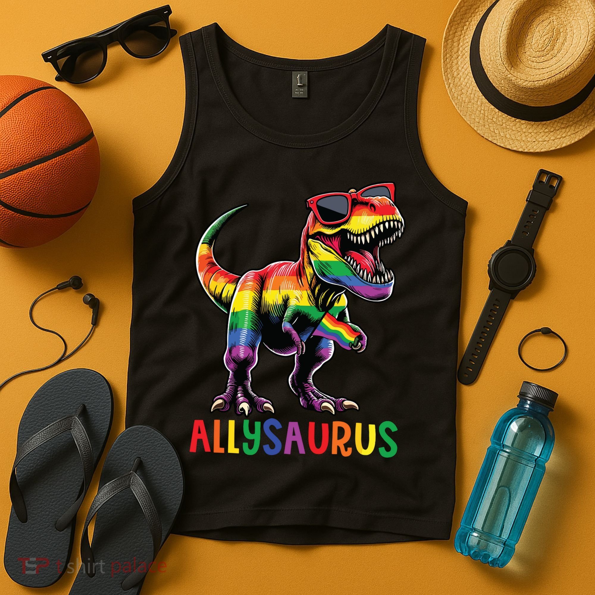 Dinosaur Rainbow Flag Ally Lgbt Allysaurus Lgbt Pride Tank Top