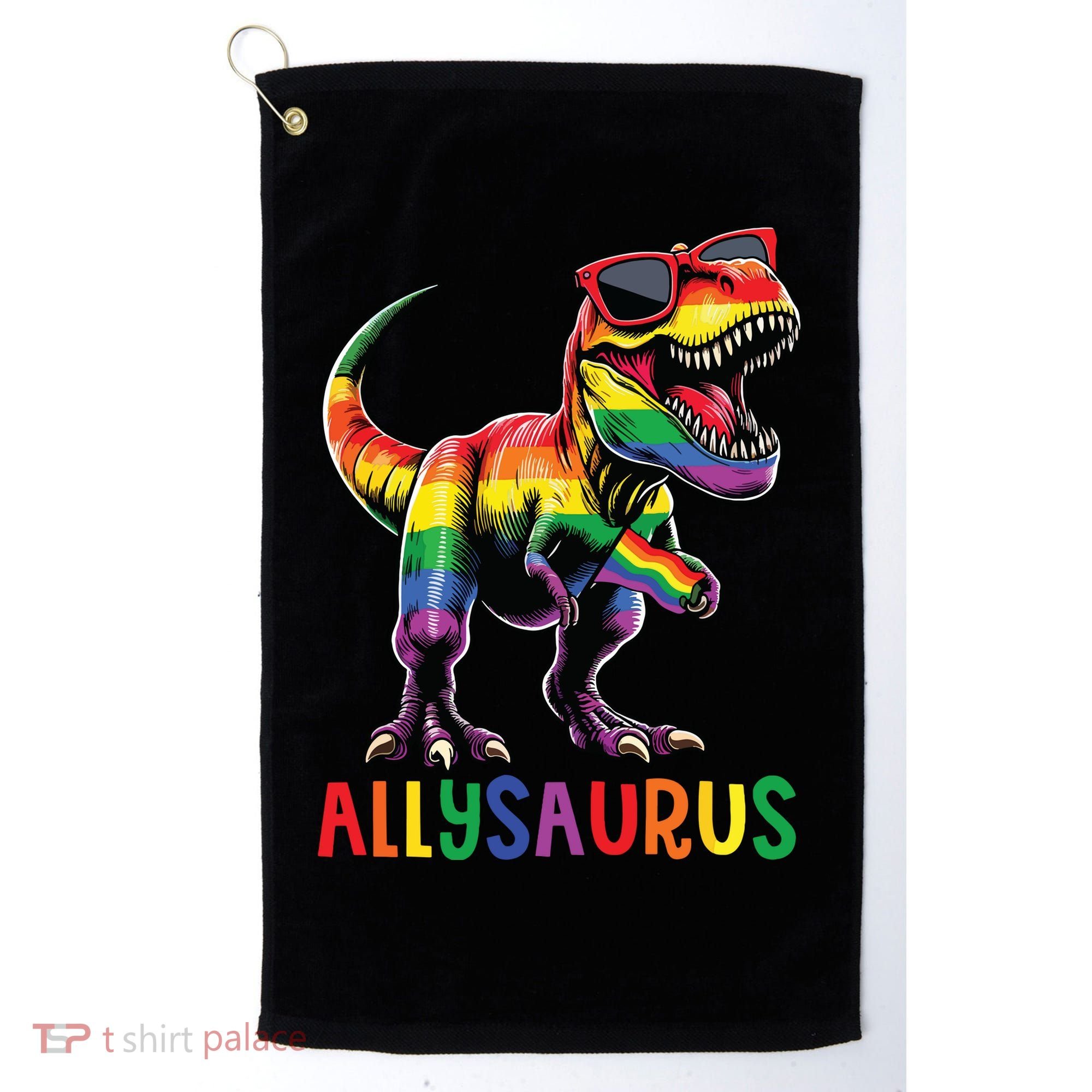 Dinosaur Rainbow Flag Ally Lgbt Allysaurus Lgbt Pride Golf Towel