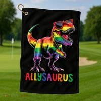 Dinosaur Rainbow Flag Ally Lgbt Allysaurus Lgbt Pride Golf Towel thumb 1