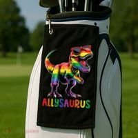 Dinosaur Rainbow Flag Ally Lgbt Allysaurus Lgbt Pride Golf Towel thumb 2