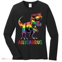 Dinosaur Rainbow Flag Ally Lgbt Allysaurus Lgbt Pride Women's Long Sleeve Shirt thumb 0