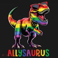 Dinosaur Rainbow Flag Ally Lgbt Allysaurus Lgbt Pride Women's Long Sleeve Shirt thumb 2