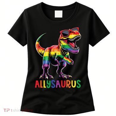 Dinosaur Rainbow Flag Ally Lgbt Allysaurus Lgbt Pride Women's T-Shirt