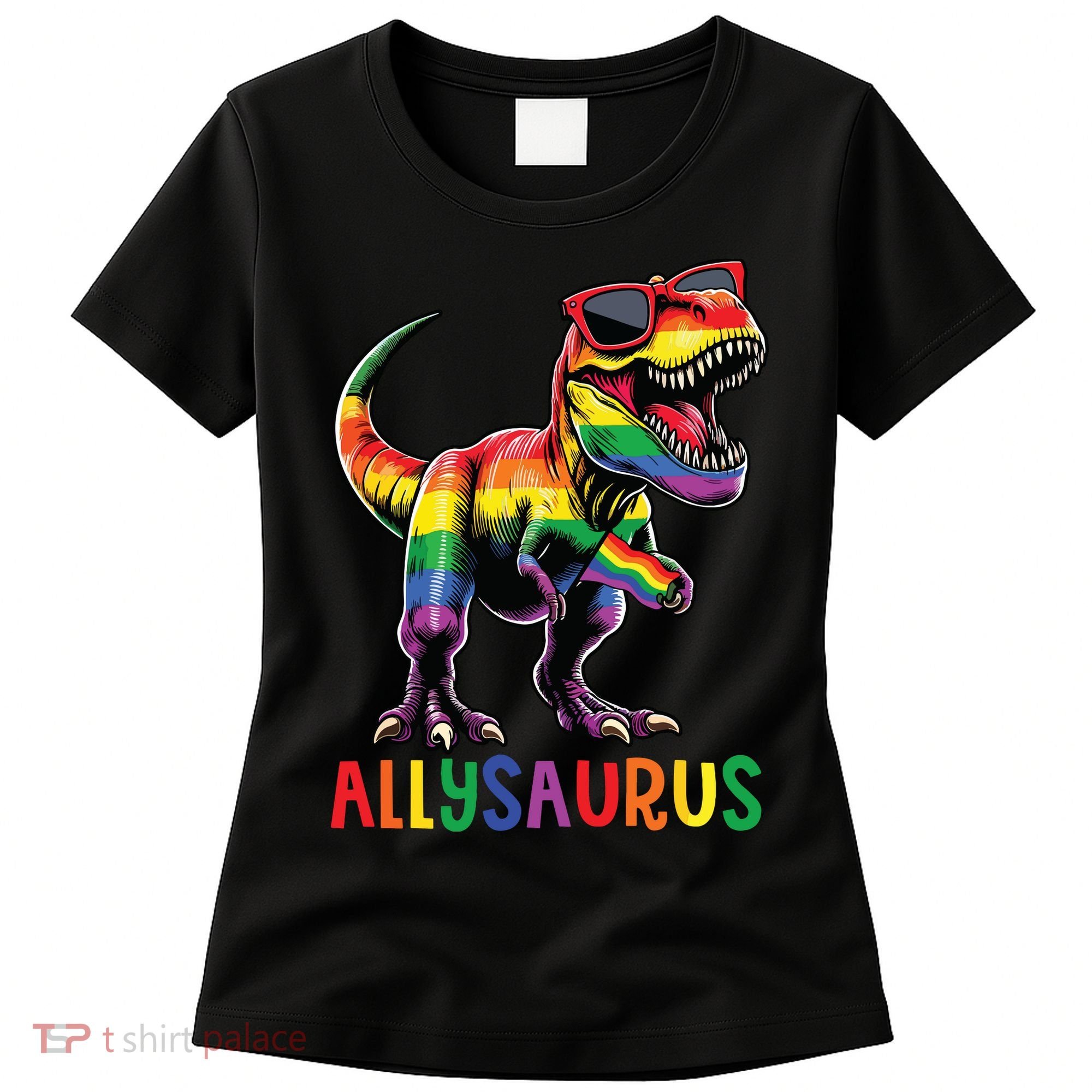 Dinosaur Rainbow Flag Ally Lgbt Allysaurus Lgbt Pride Women's T-Shirt