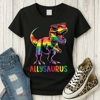 Dinosaur Rainbow Flag Ally Lgbt Allysaurus Lgbt Pride Women's T-Shirt thumb 3