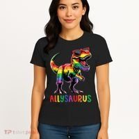 Dinosaur Rainbow Flag Ally Lgbt Allysaurus Lgbt Pride Women's T-Shirt thumb 4