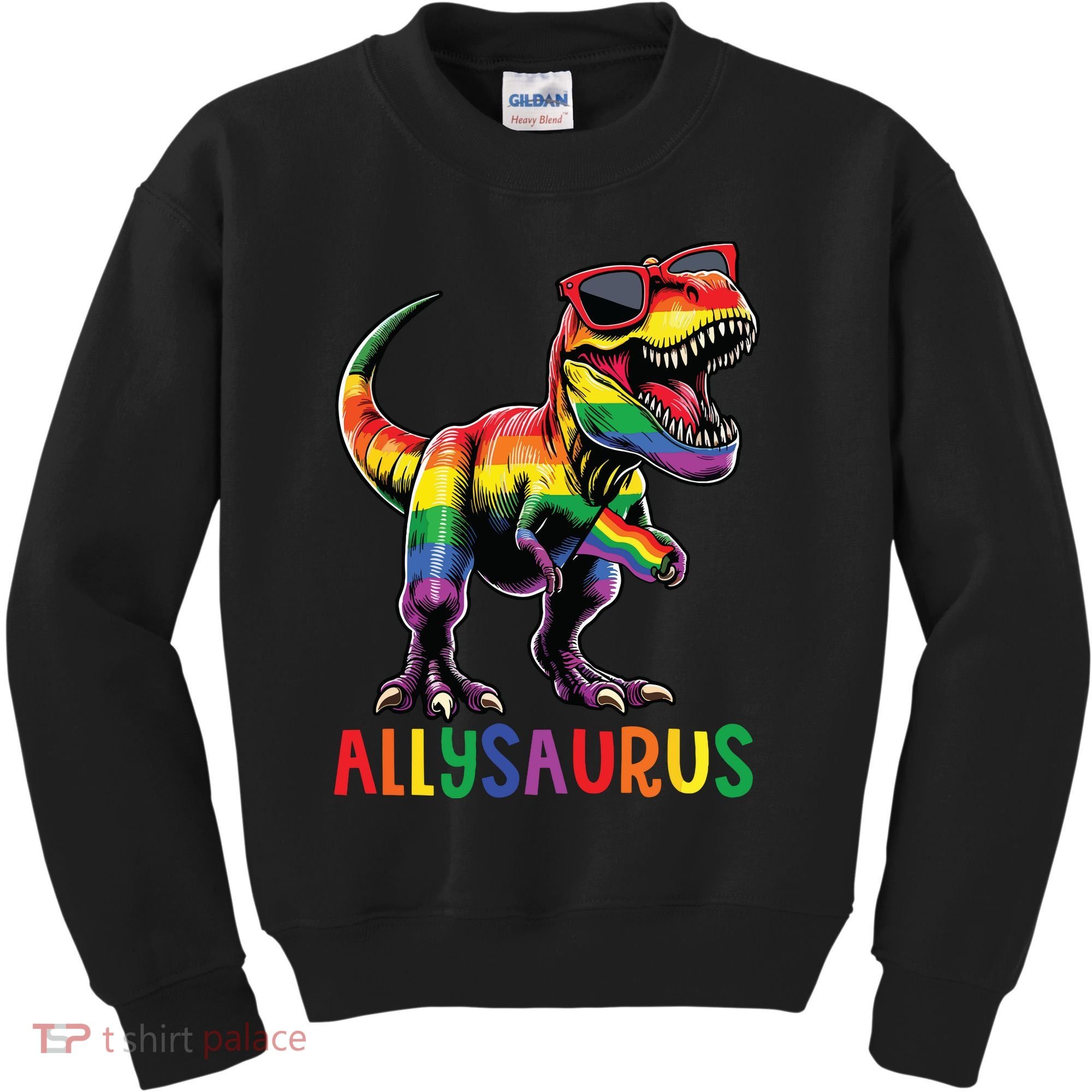 Dinosaur Rainbow Flag Ally Lgbt Allysaurus Lgbt Pride Kids Sweatshirt