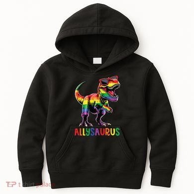 Dinosaur Rainbow Flag Ally Lgbt Allysaurus Lgbt Pride Kids Hoodie