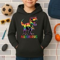 Dinosaur Rainbow Flag Ally Lgbt Allysaurus Lgbt Pride Kids Hoodie thumb 2