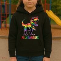 Dinosaur Rainbow Flag Ally Lgbt Allysaurus Lgbt Pride Kids Hoodie thumb 3
