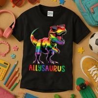 Dinosaur Rainbow Flag Ally Lgbt Allysaurus Lgbt Pride Kids T-Shirt thumb 3