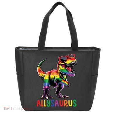 Dinosaur Rainbow Flag Ally Lgbt Allysaurus Lgbt Pride Tote Bag