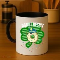 Donut Resist Funny Police Officer Irish St Patricks Day Meme Gift Coffee Mug thumb 4