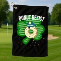 Donut Resist Funny Police Officer Irish St Patricks Day Meme Gift Golf Towel thumb 1
