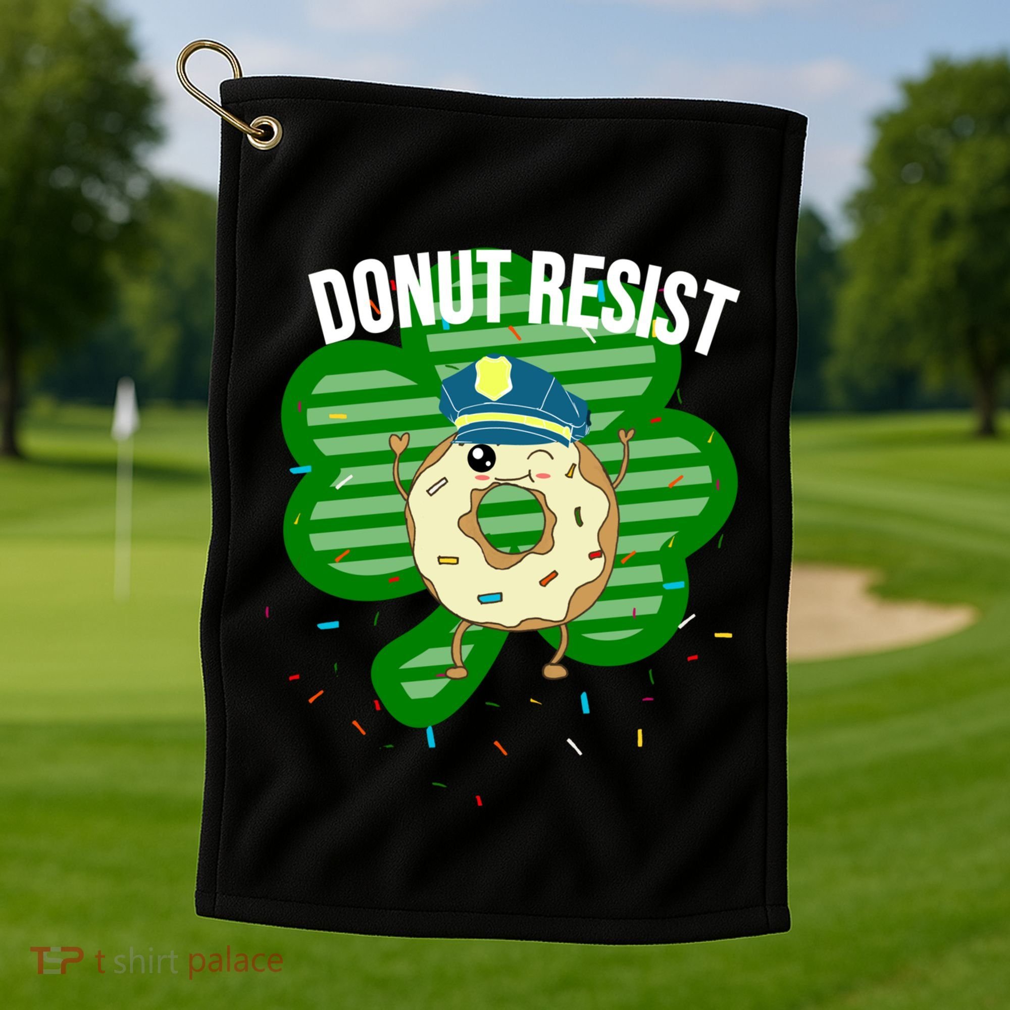 Donut Resist Funny Police Officer Irish St Patricks Day Meme Gift Golf Towel