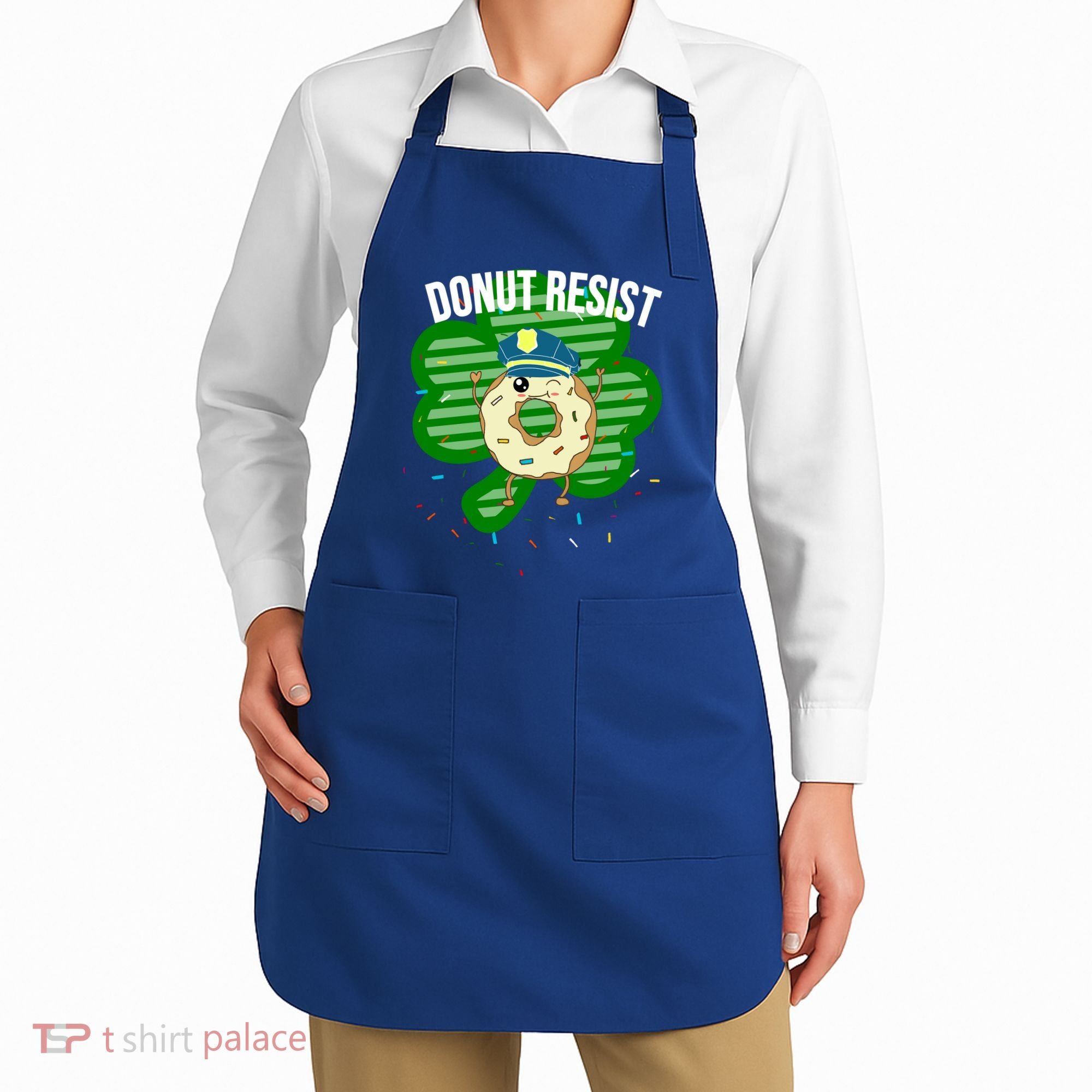 Donut Resist Funny Police Officer Irish St Patricks Day Meme Gift Apron