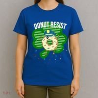 Donut Resist Funny Police Officer Irish St Patricks Day Meme Gift T-Shirt thumb 4