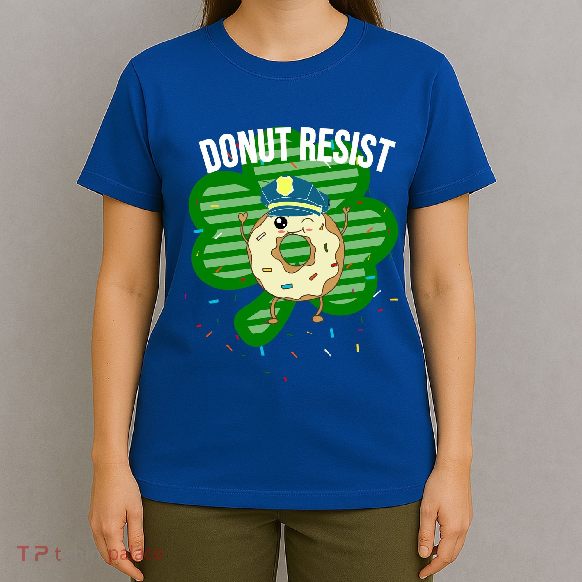 Donut Resist Funny Police Officer Irish St Patricks Day Meme Gift T-Shirt