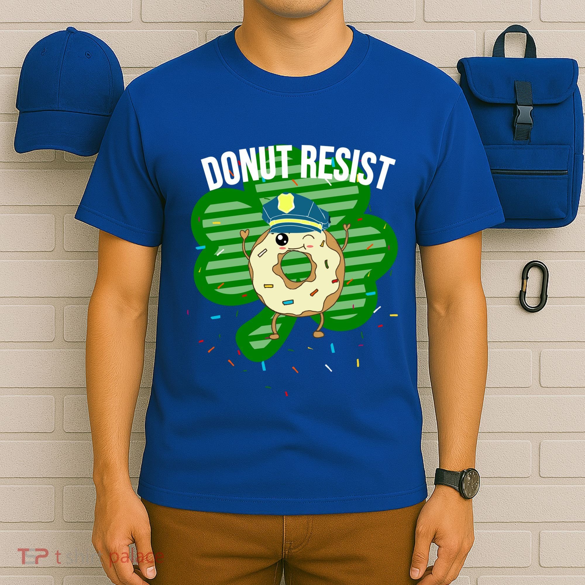 Donut Resist Funny Police Officer Irish St Patricks Day Meme Gift T-Shirt
